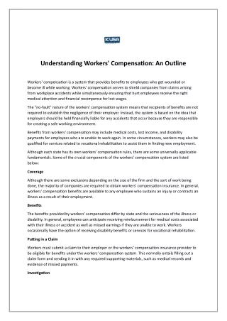 Understanding Workers' Compensation: An Outline