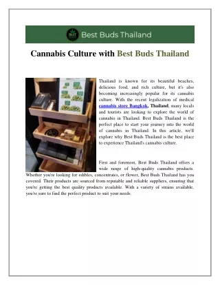 Cannabis Culture with Best Buds Thailand