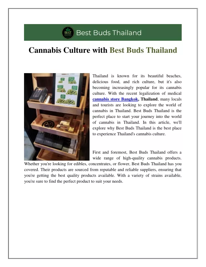 cannabis culture with best buds thailand