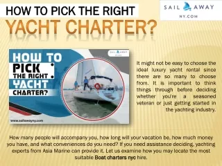 How To Pick The Right Yacht Charter?