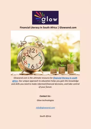Financial Literacy In South Africa | Glowsend.com