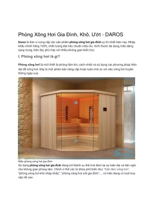 Phòng Xông Hơi Gia Đình, Khô, Ướt - DAROS