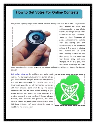 How to Get Votes For Online Contests