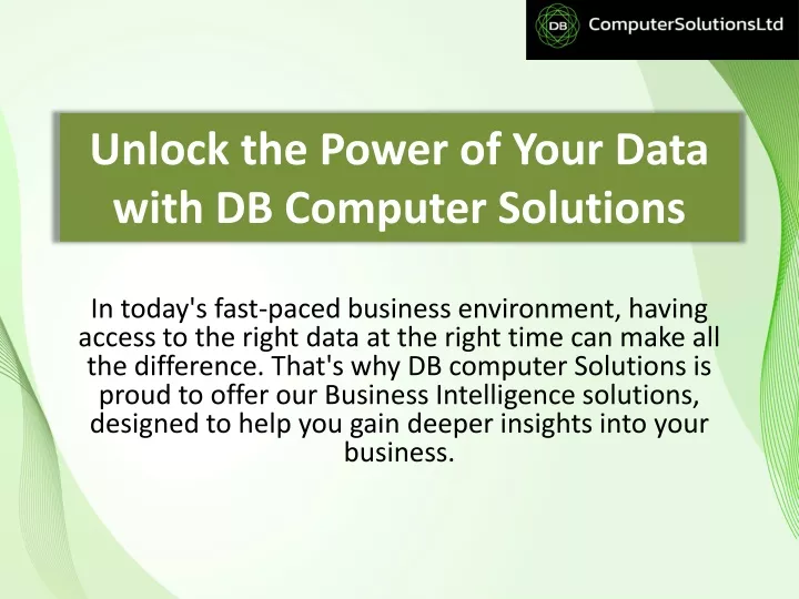 unlock the power of your data with db computer