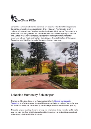 Lakeside Homestay Sakleshpur