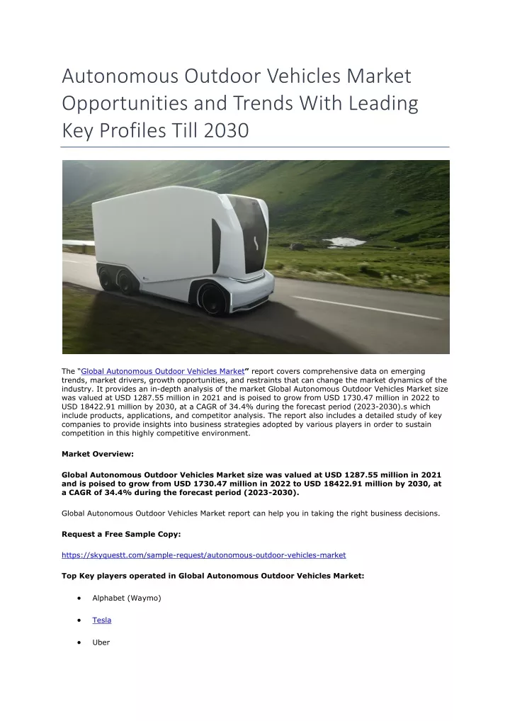 autonomous outdoor vehicles market opportunities