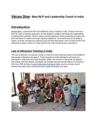 Vikram Dhar- Best NLP and Leadership Coach in India