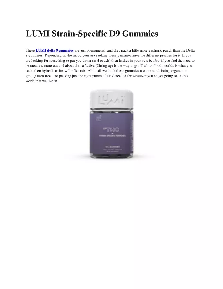 lumi strain specific d9 gummies