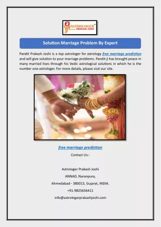 solution marriage problem by expert