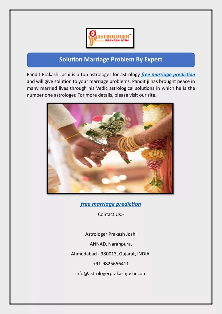 solution marriage problem by expert