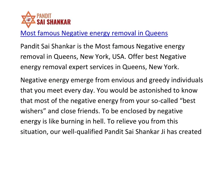 most famous negative energy removal in queens
