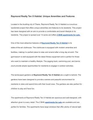 raymond realty ten x habitat unique amenities