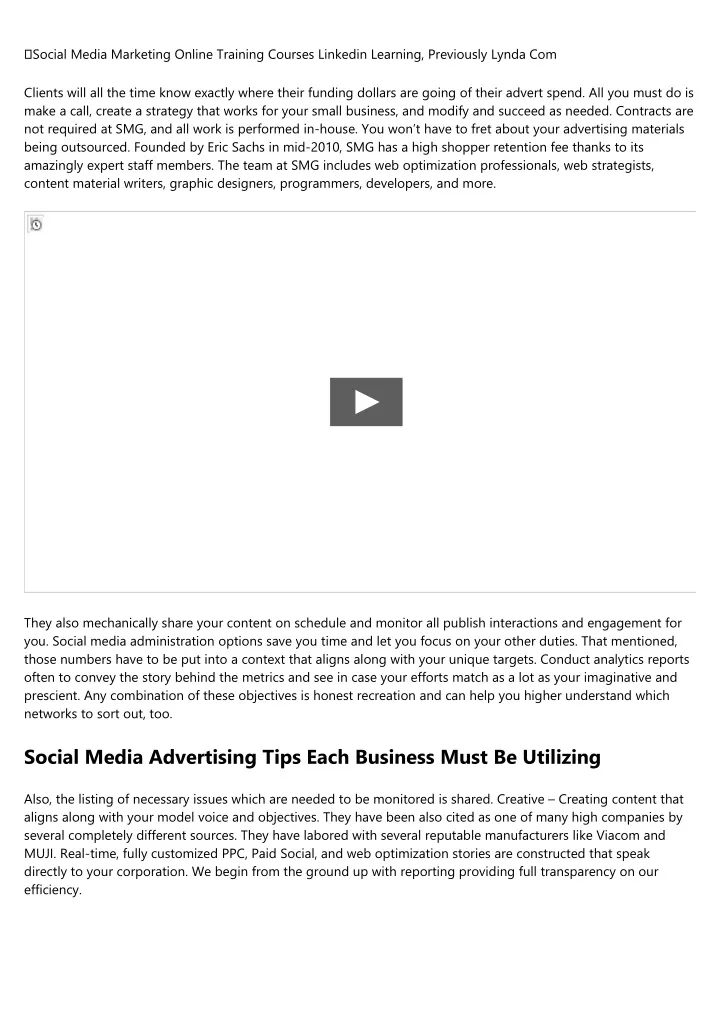social media marketing online training courses