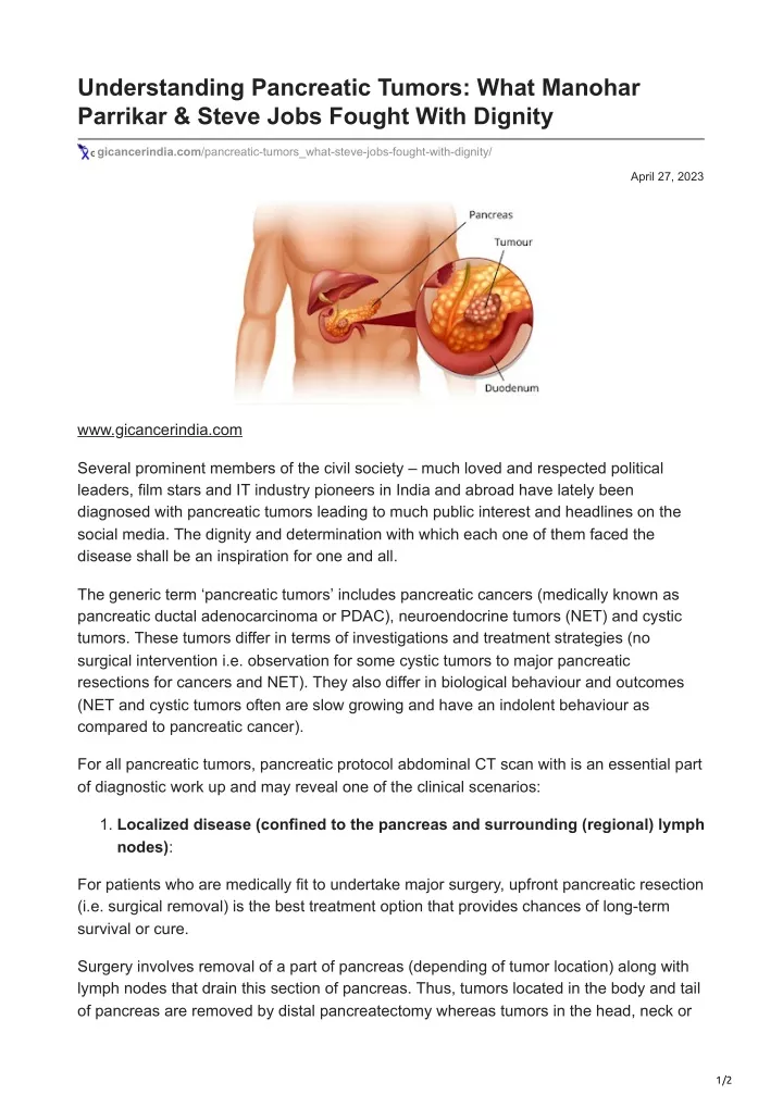 understanding pancreatic tumors what manohar