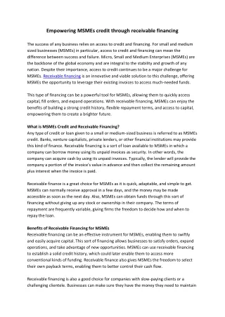 empowering msmes credit through receivable