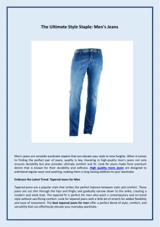 The Ultimate Style Staple - Men's Jeans