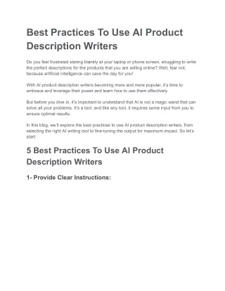 Best Practices To Use AI Product Description Writers - Magiscriptor