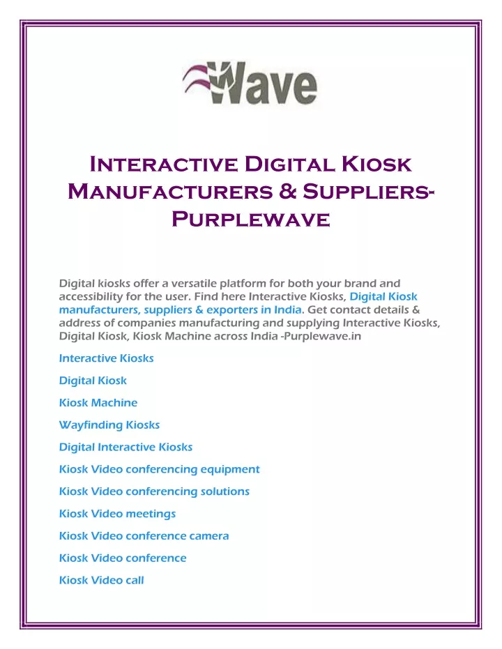 interactive digital kiosk manufacturers suppliers