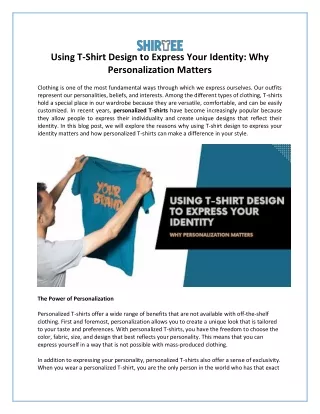 Using T-Shirt Design to Express Your Identity_Why Personalization Matters
