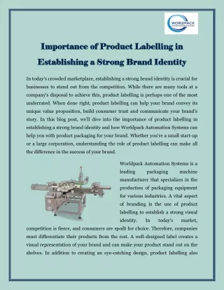 Importance of Product Labelling in Establishing a Strong Brand Identity