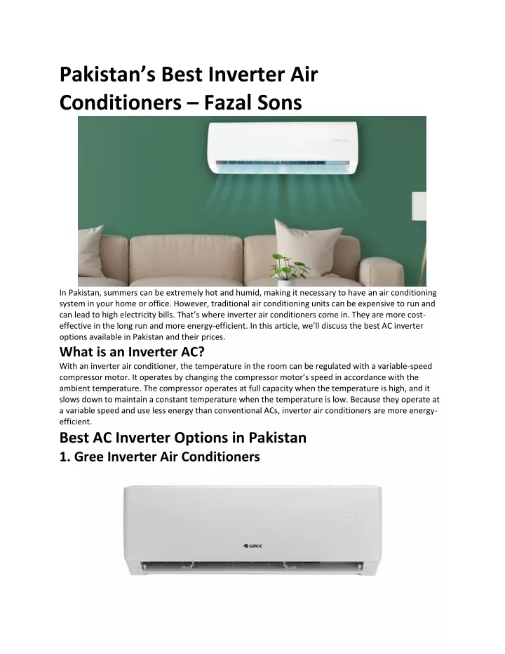 pakistan s best inverter air conditioners fazal