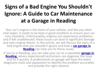signs of a bad engine you shouldn t ignore a guide to car maintenance at a garage in reading