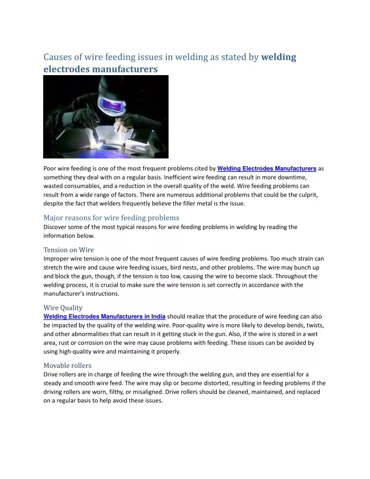 causes of wire feeding issues in welding