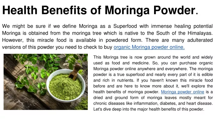 health benefits of moringa powder