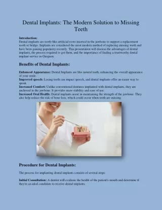 Dental Implants: The Modern Solution to Missing Teeth