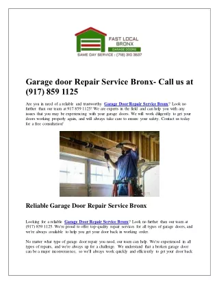 Reliable Garage Door Repair Service Bronx