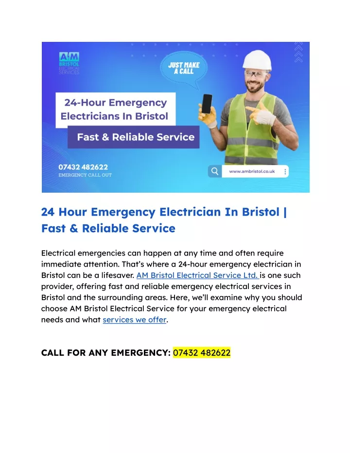 24 hour emergency electrician in bristol fast