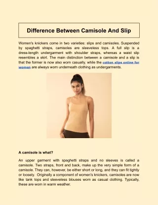 Difference Between Camisole And Slip