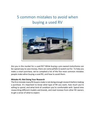 5 common mistakes to avoid when buying a used RV