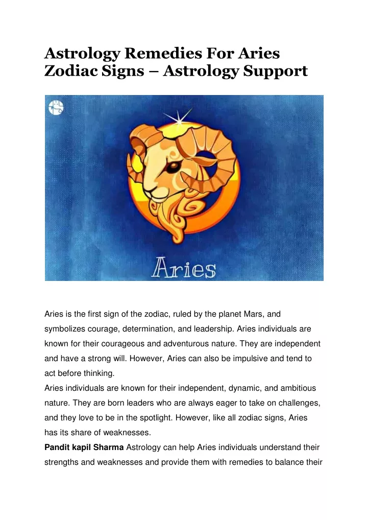 astrology remedies for aries zodiac signs