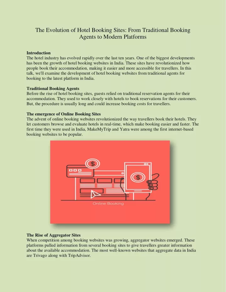 the evolution of hotel booking sites from