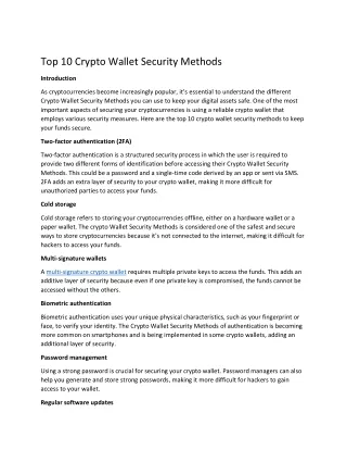 top 10 crypto wallet security methods