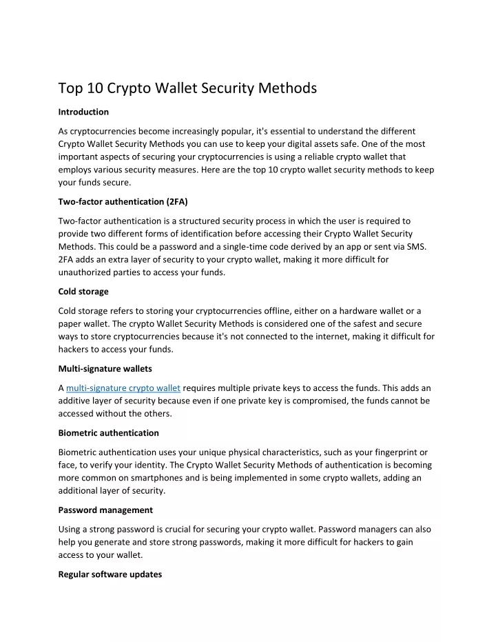 top 10 crypto wallet security methods