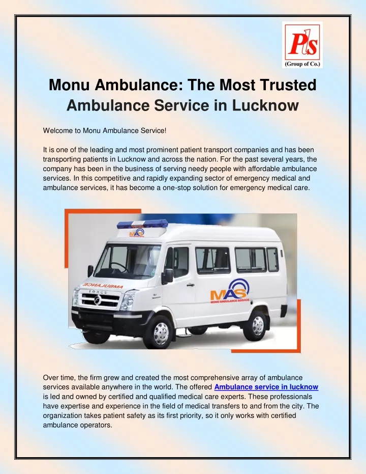 monu ambulance the most trusted ambulance service