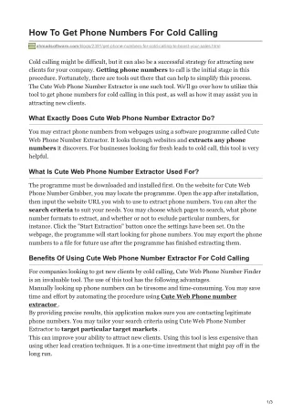 how to get phone numbers for cold calling