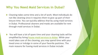 Why You Need Maid Services in Dubai