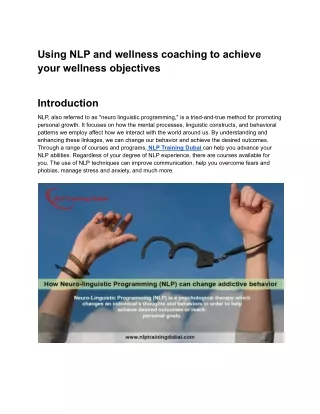 Using NLP and wellness coaching to achieve your wellness objectives