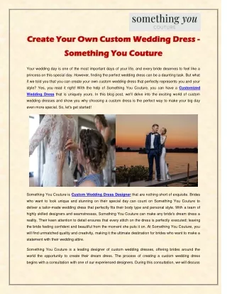 Create Your Own Custom Wedding Dress - Something You Couture