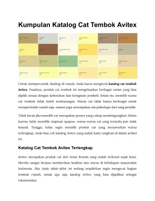 Kumpulan Katalog Cat Tembok Avitex