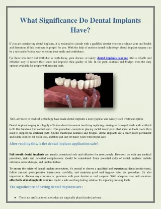 What Significance Do Dental Implants Have?