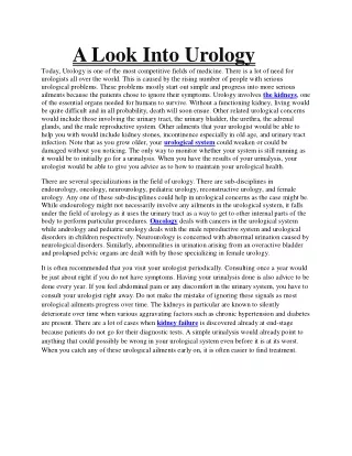 A Look Into Urology