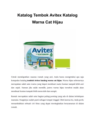 Katalog Tembok Avitex Katalog Warna Cat Hijau