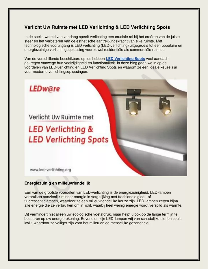 verlicht uw ruimte met led verlichting