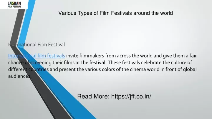 various types of film festivals around the world