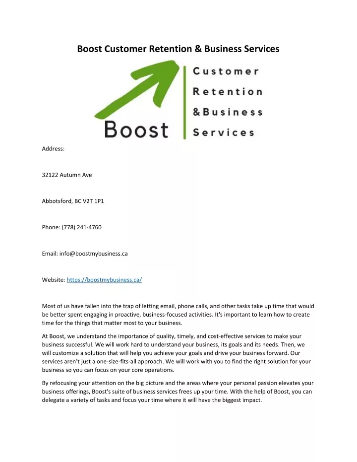 boost customer retention business services