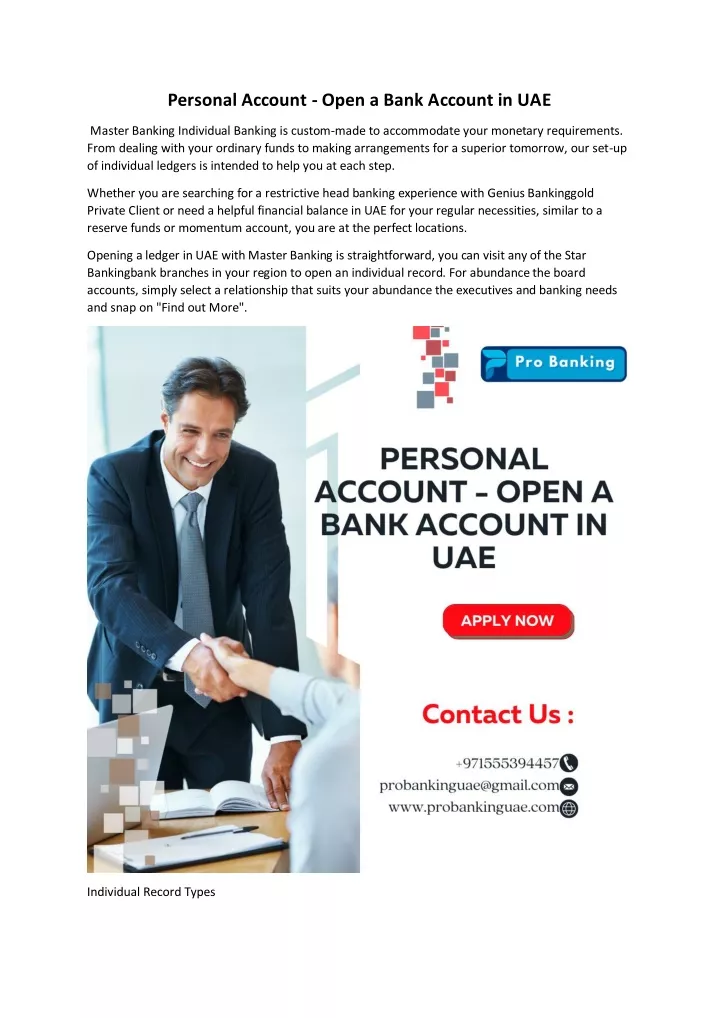 personal account open a bank account in uae